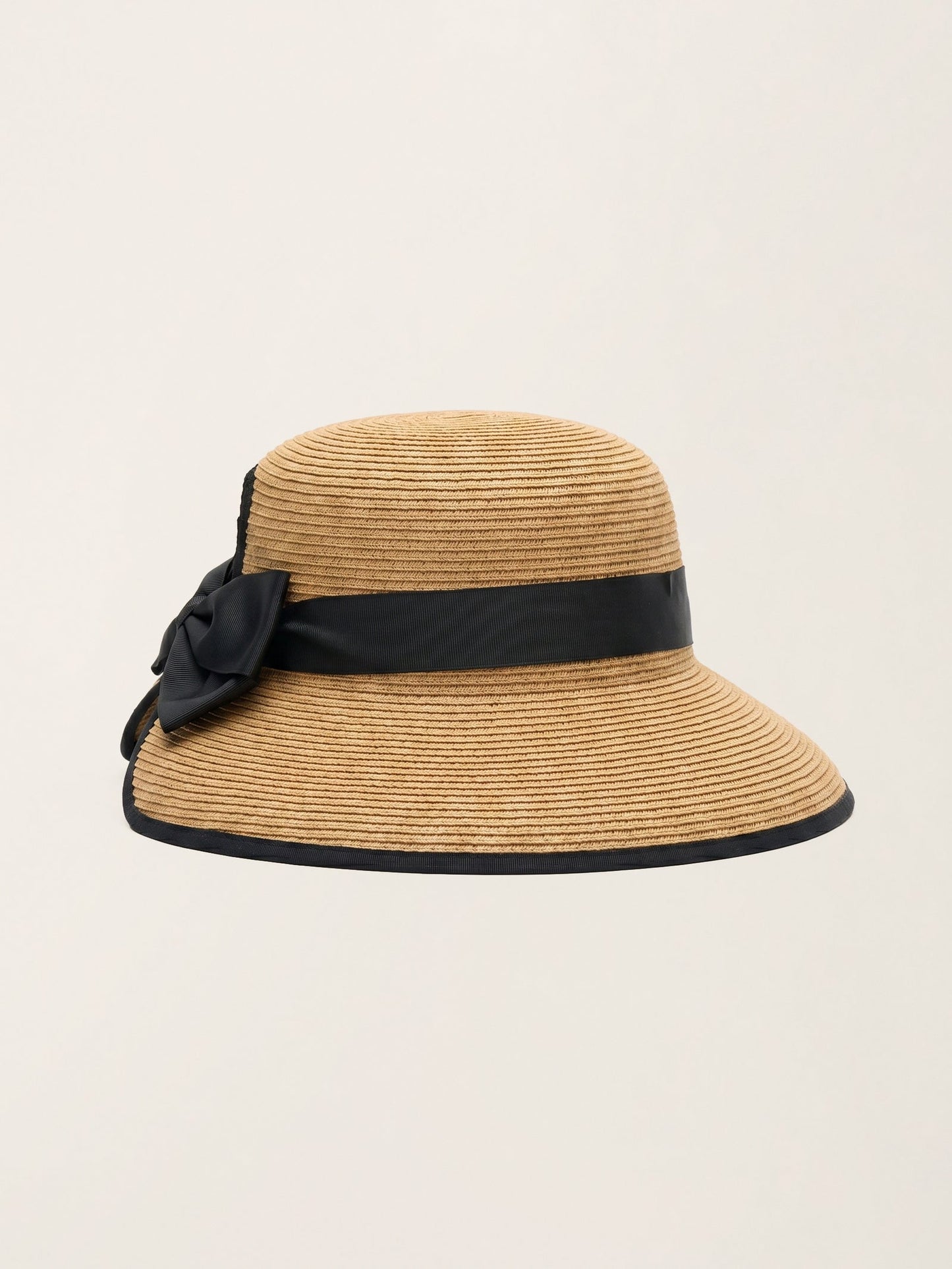 Handwoven Paper Straw Wide-Brim Sun Hat With Bow