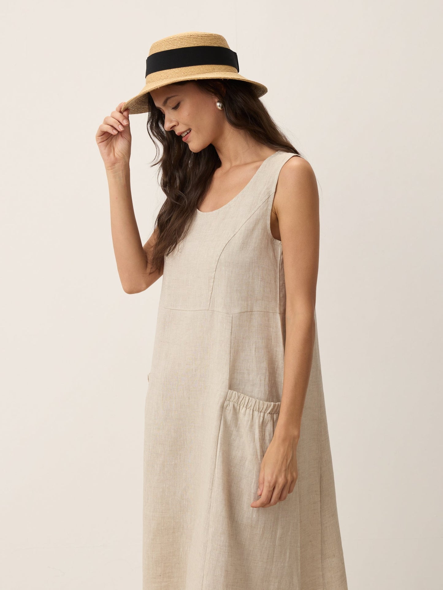 Handwoven Paper Straw Wide-Brim Sun Hat With Bow