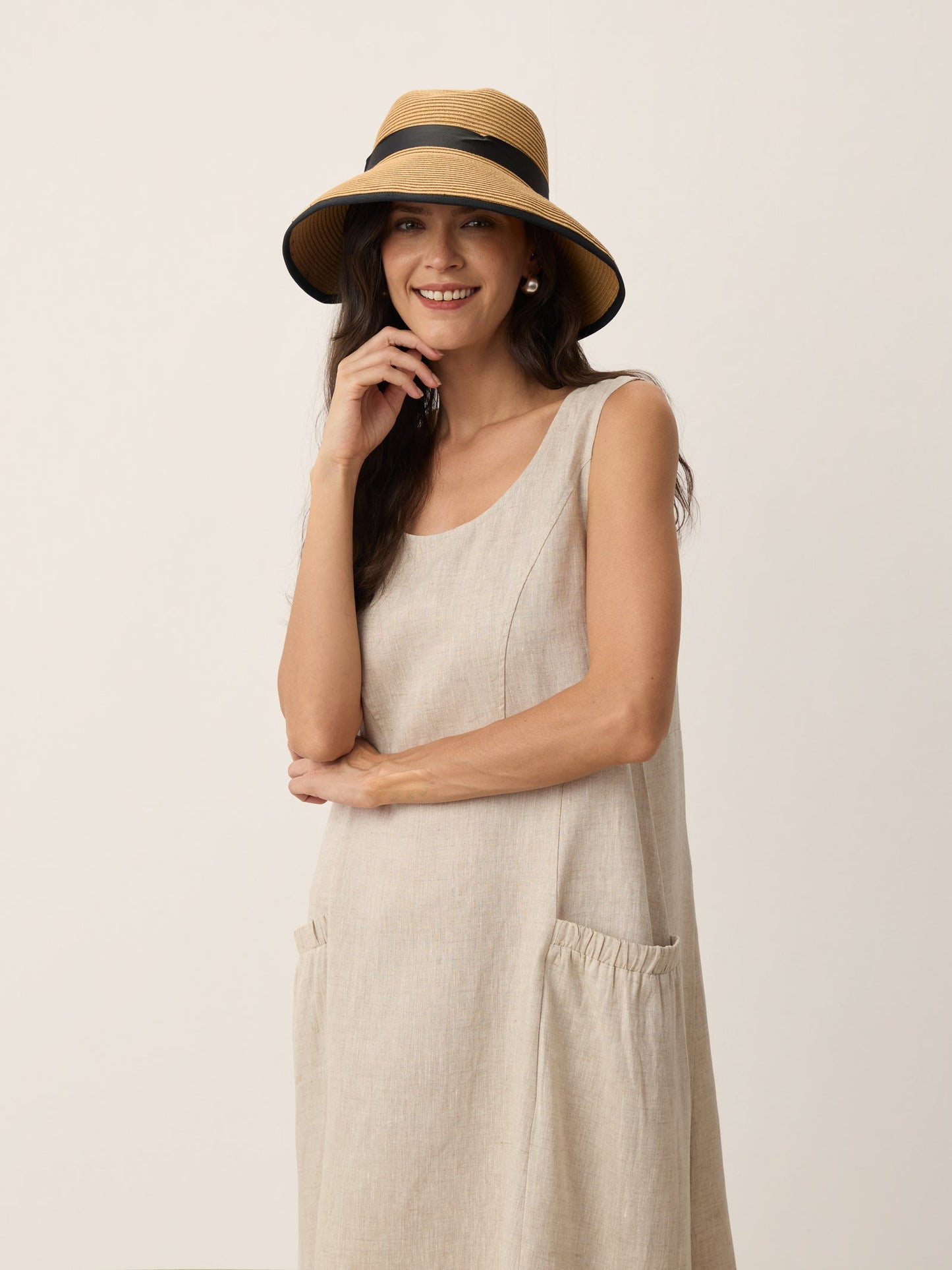 Handwoven Paper Straw Wide-Brim Sun Hat With Bow