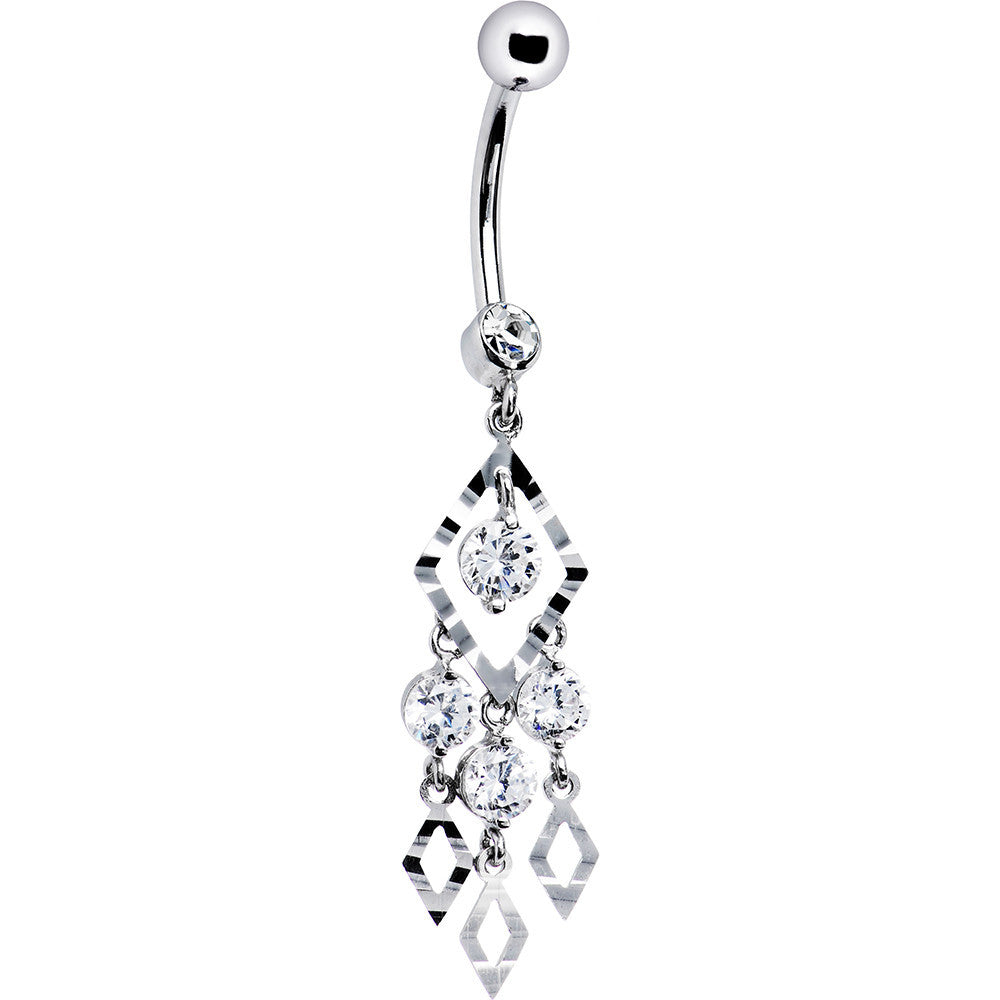 16G Solid 14k White Gold Expressions Chandelier Belly Ring