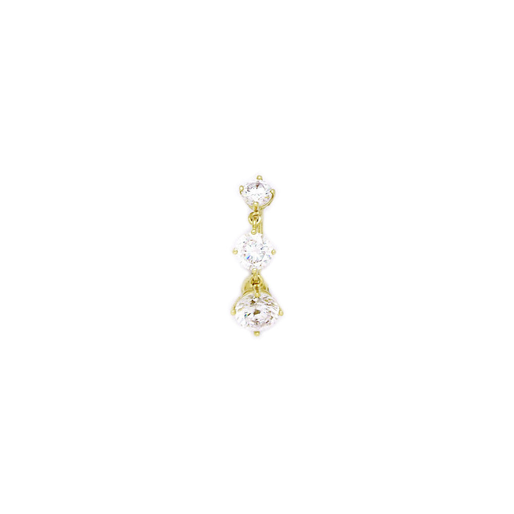16G Solid 14k Yellow Gold Top Mount CZ Belly Ring