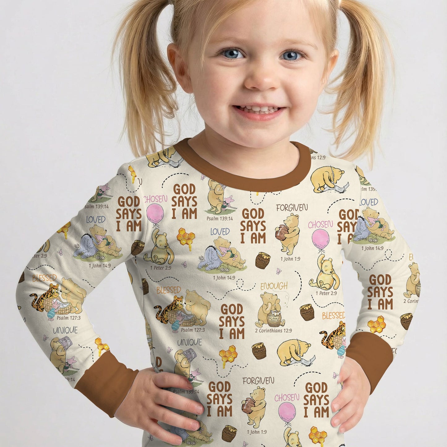God Says I Am – Little Blessings Two Piece Long Sleeve Pajama Set
