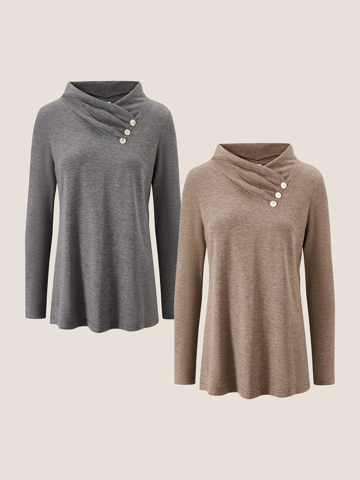 Cashmere Asymmetric Cowl Neck Stretch Top TATIANA