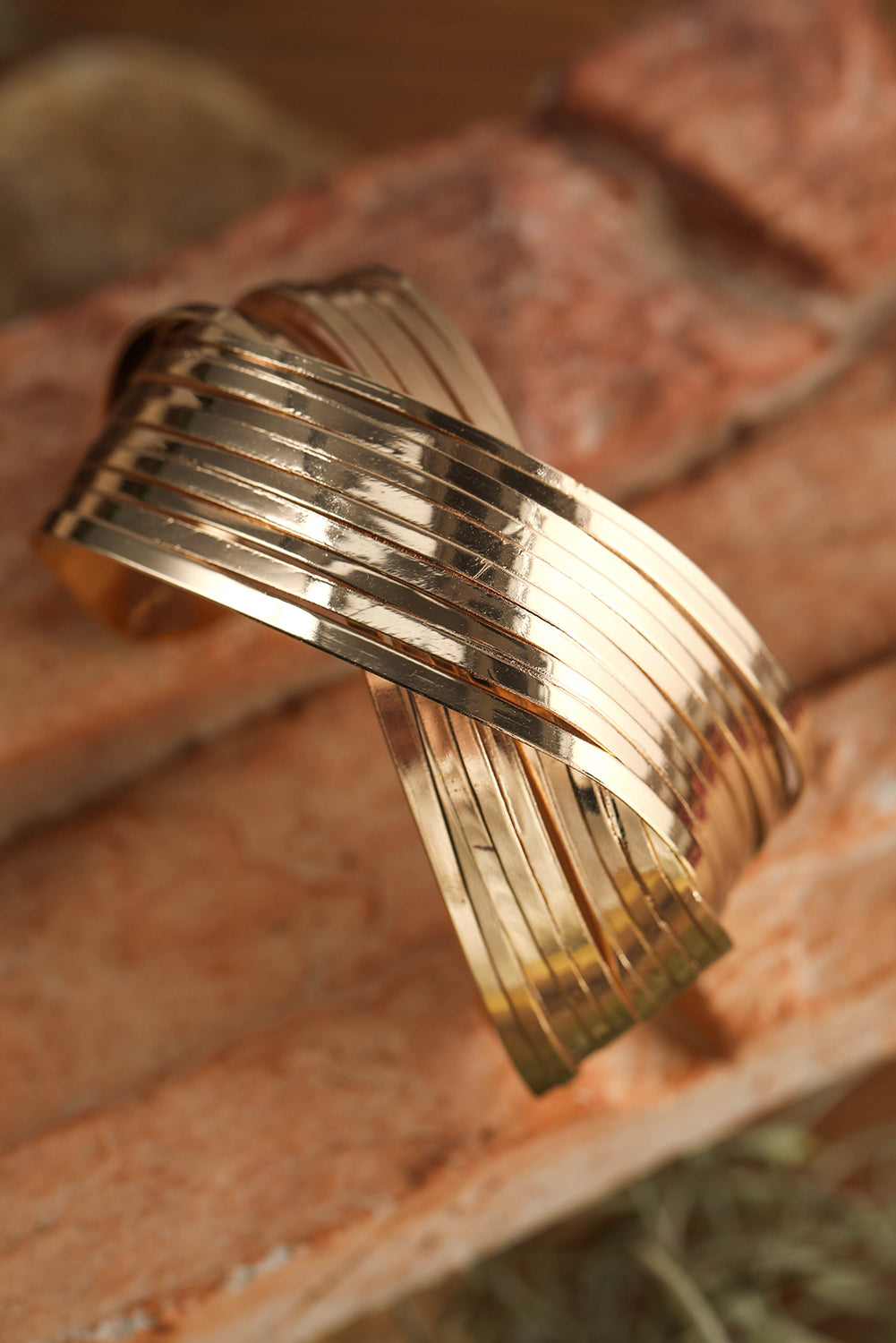 Gold Crossover Cuff Bracelet