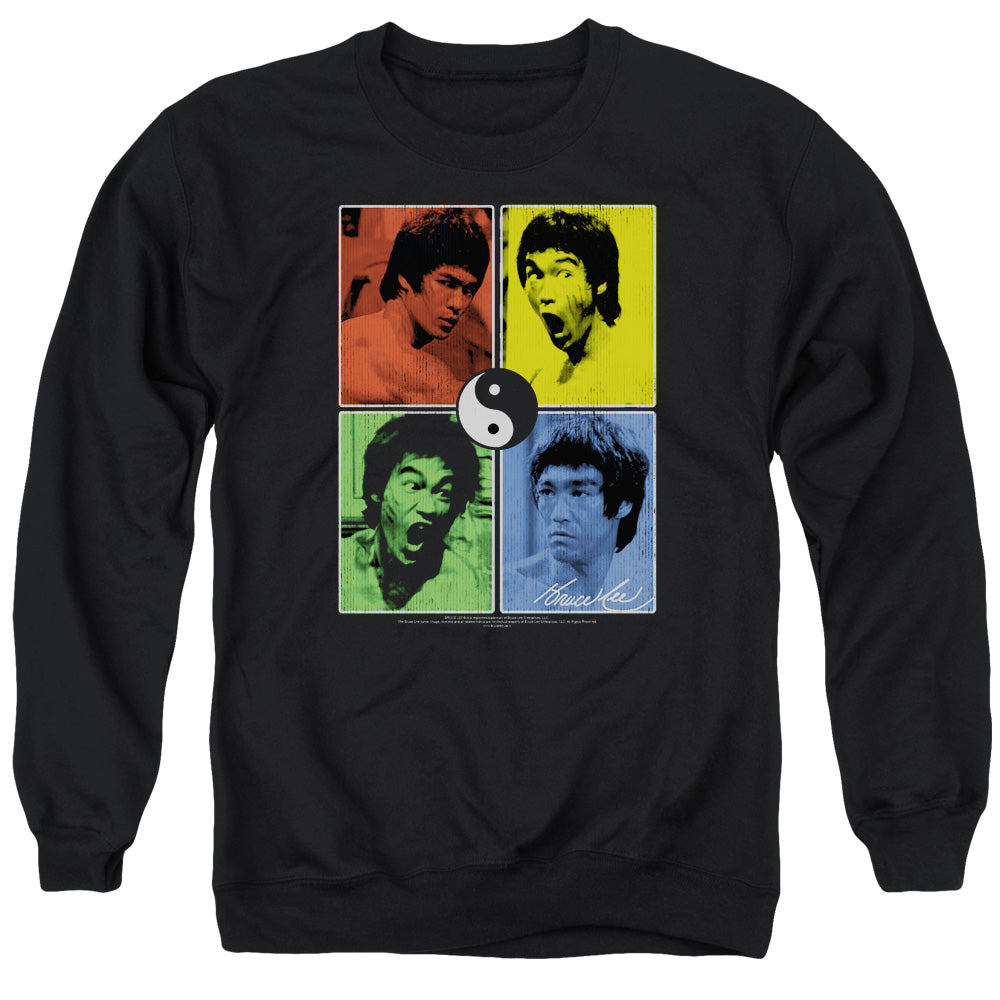 Bruce Lee Enter Color Block Mens Crewneck Sweatshirt Black Officially Licensed