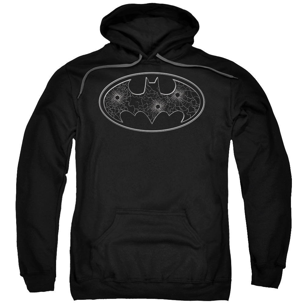 Batman Glass Hole Logo Mens Hoodie Black Officially Licensed