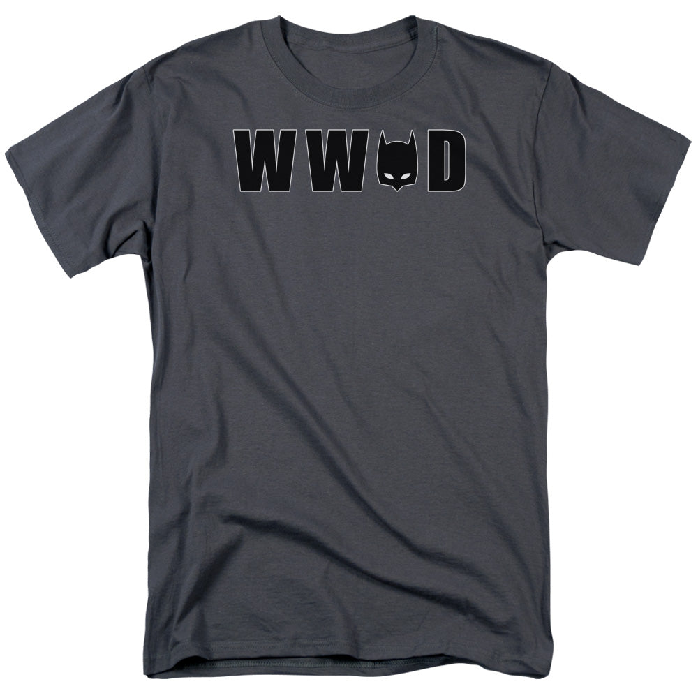 Batman Wwbd Mask Mens T Shirt Charcoal Officially Licensed