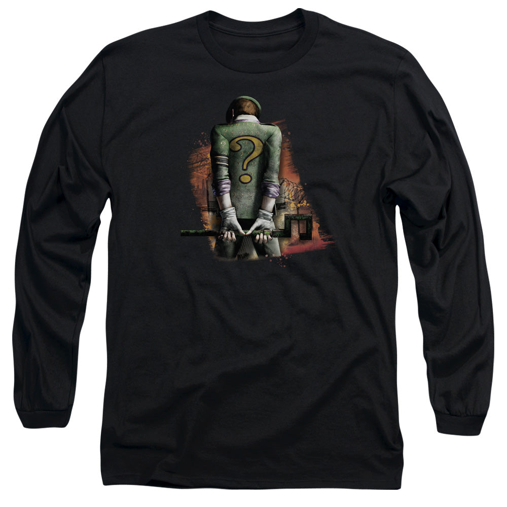 Arkham City Riddler Convicted Mens Long Sleeve Shirt Black Officially Licensed