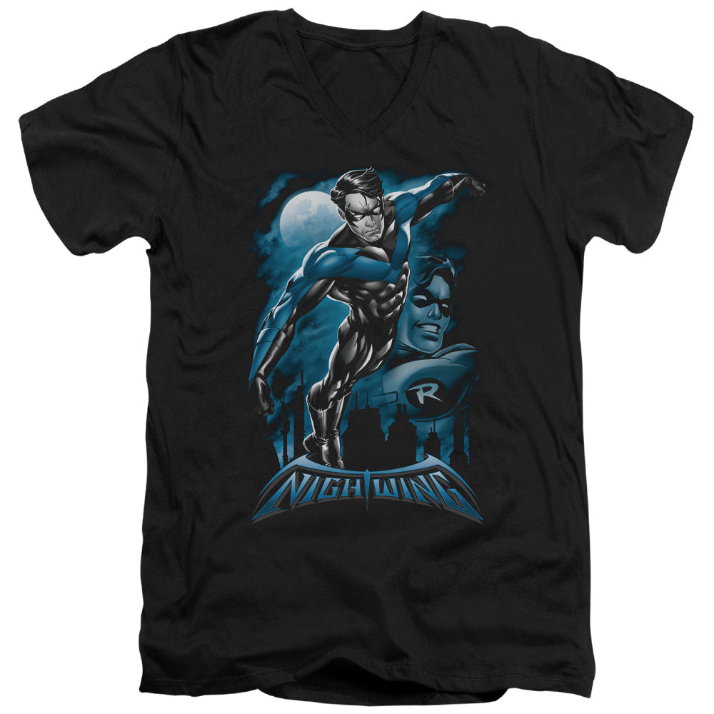 Batman All Grown Up Mens Slim Fit V Neck T Shirt Black Officially Licensed
