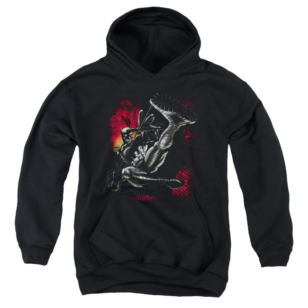Batman Kick Swing Kids Youth Hoodie Black Officially Licensed