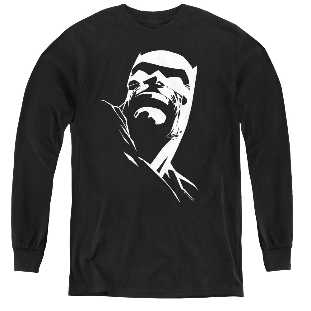 Batman Dkr Head Long Sleeve Kids Youth T Shirt Black Officially Licensed
