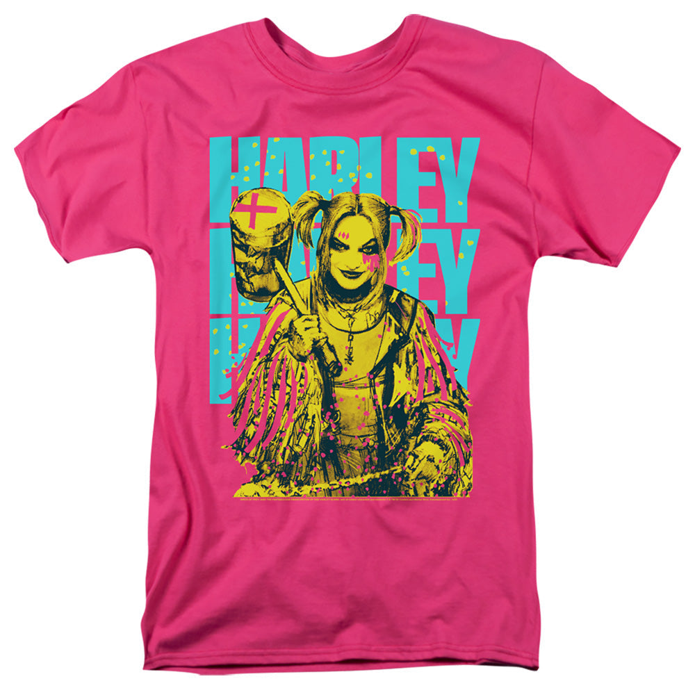 Birds Of Prey Harley Painted Mens T Shirt Hot Pink Officially Licensed