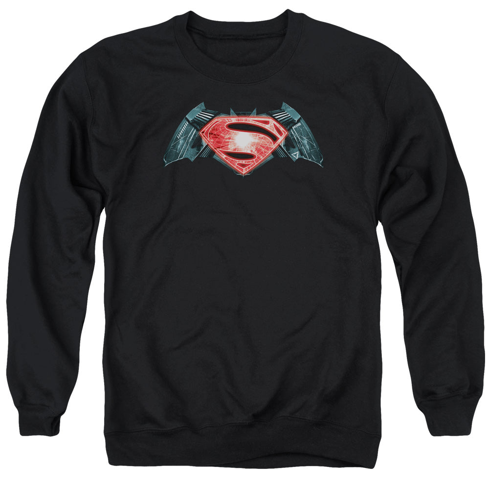 Batman V Superman Industrial Logo Mens Crewneck Sweatshirt Black Officially Licensed
