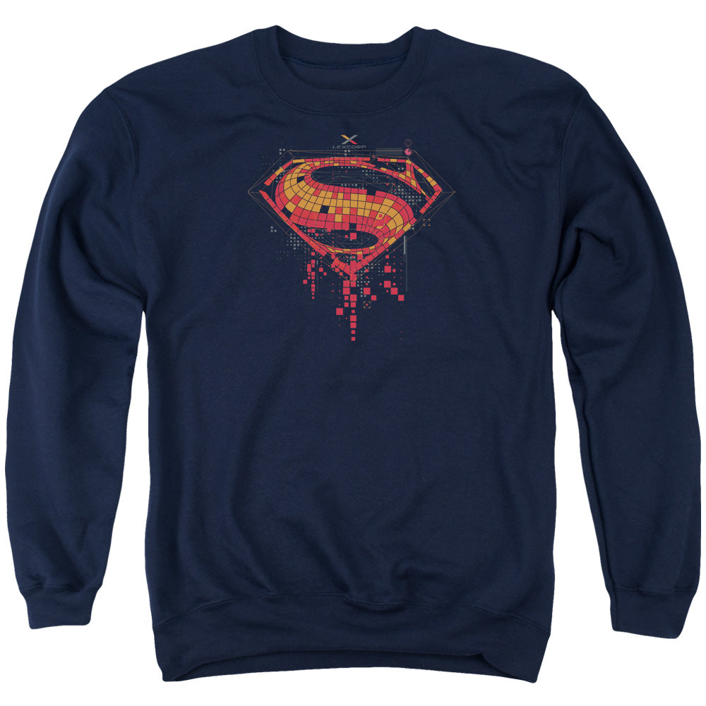 Batman V Superman Tech Super Logo Mens Crewneck Sweatshirt Navy Officially Licensed
