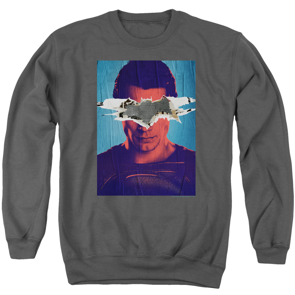 Batman Vs Superman Superman Poster Mens Crewneck Sweatshirt Charcoal Officially Licensed