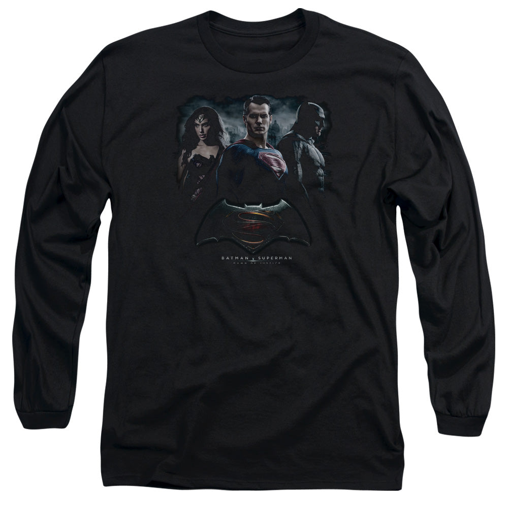 Batman V Superman The Crew Mens Long Sleeve Shirt Black Officially Licensed