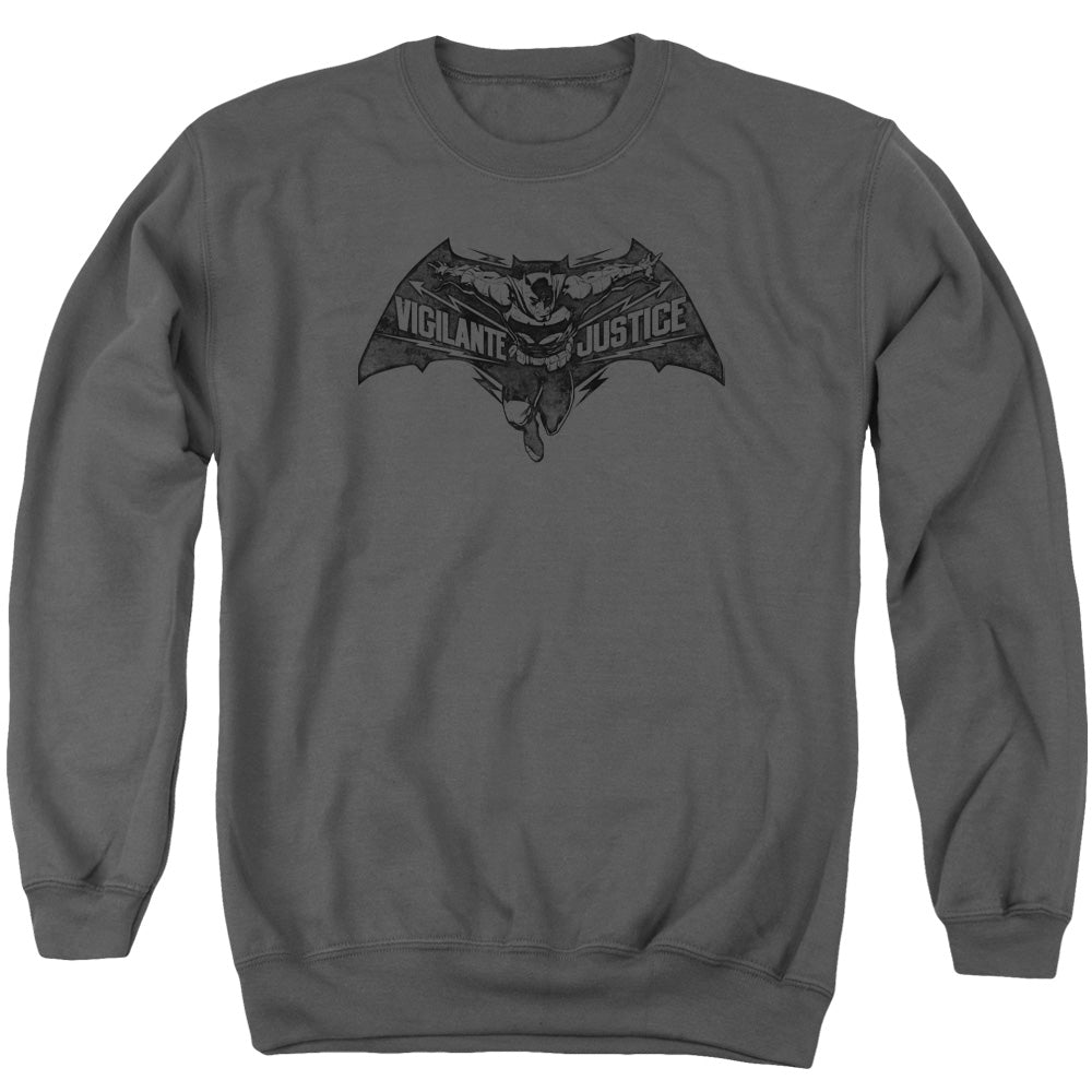 Batman V Superman Vigilante Justice Mens Crewneck Sweatshirt Charcoal Officially Licensed