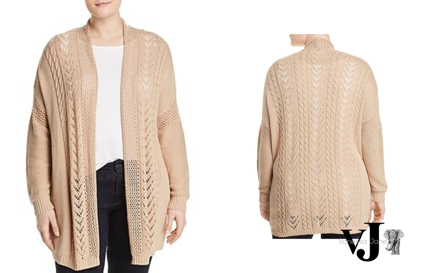 One A Womens Plus Long Sweater Open-Front Sweater