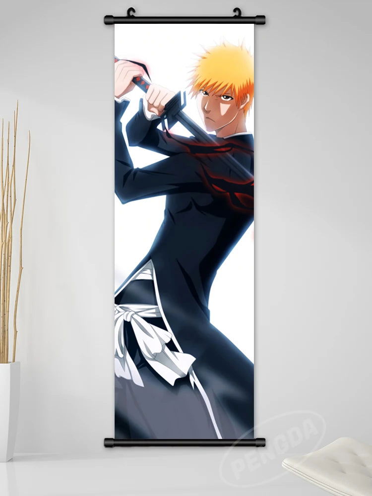 Bleach Canvas Scroll Posters, Wall Art Anime Artwork Painting Anime Hanging Poster