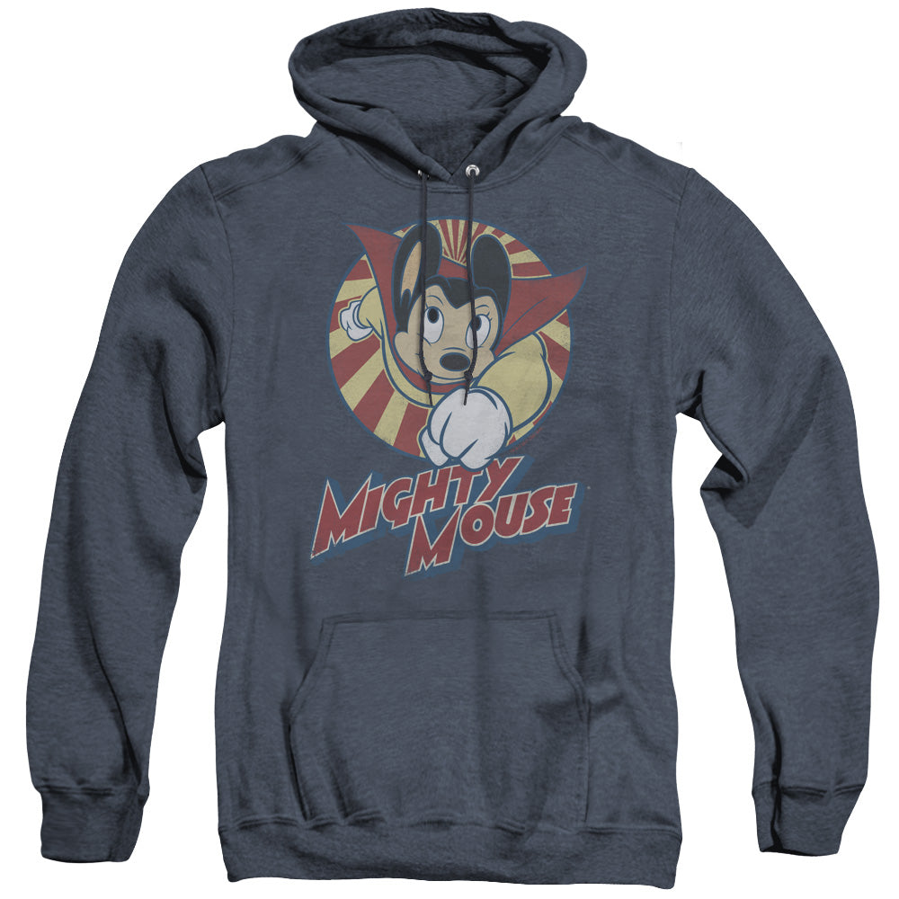 Mighty Mouse the One the Only Heather Mens Hoodie Navy Blue Officially Licensed