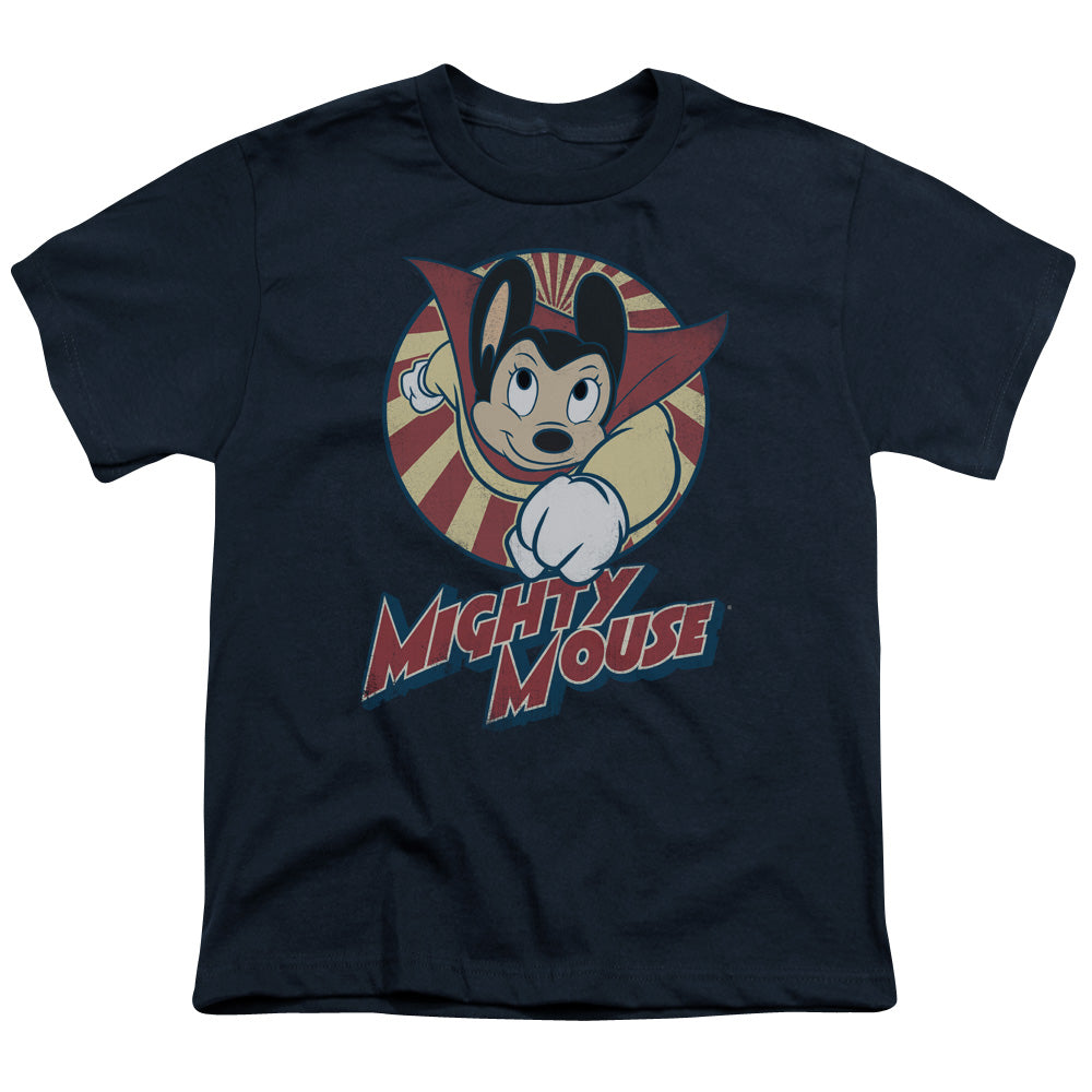 Mighty Mouse the One the Only Kids Youth T Shirt Navy Blue Officially Licensed
