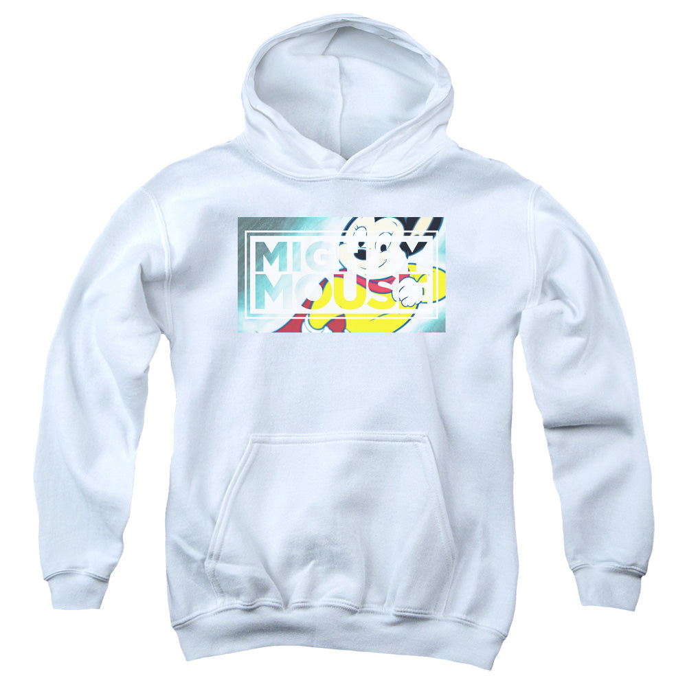 Mighty Mouse Mighty Rectangle Kids Youth Hoodie White Officially Licensed