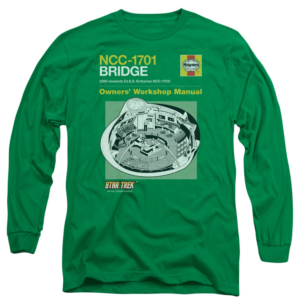 Star Trek Bridge Manual Mens Long Sleeve Shirt Kelly Green Officially Licensed