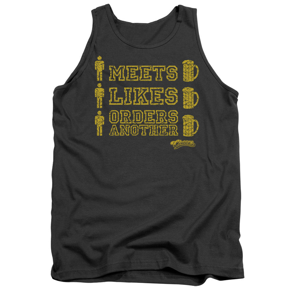 Cheers Man Meets Beer Mens Tank Top Shirt Charcoal Officially Licensed