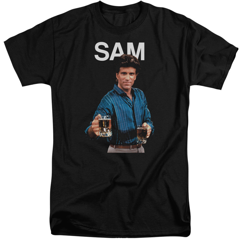 Cheers Sam Mens Tall T Shirt Black Officially Licensed