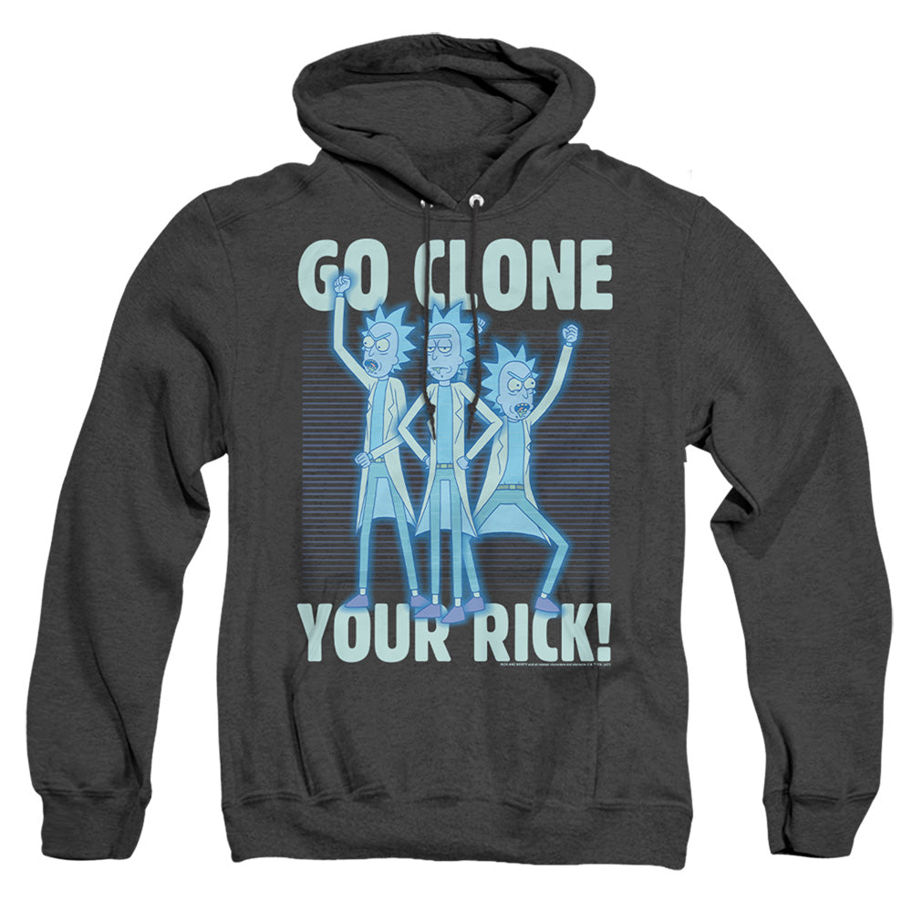 Rick And Morty Go Clone Your Rick Mens Heather Hoodie Black Officially Licensed