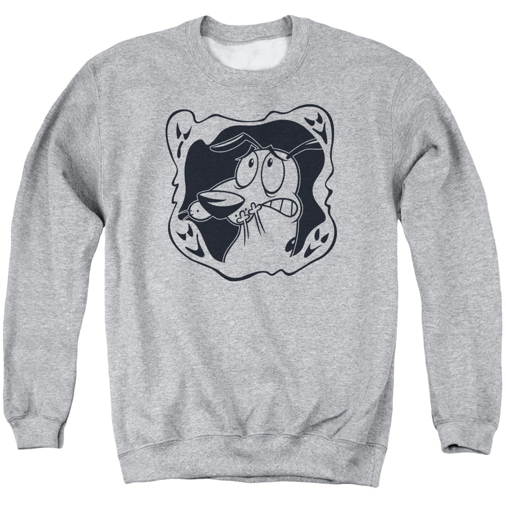 Courage The Cowardly Dog Ghost Frame Mens Crewneck Sweatshirt Athletic Heather Officially Licensed