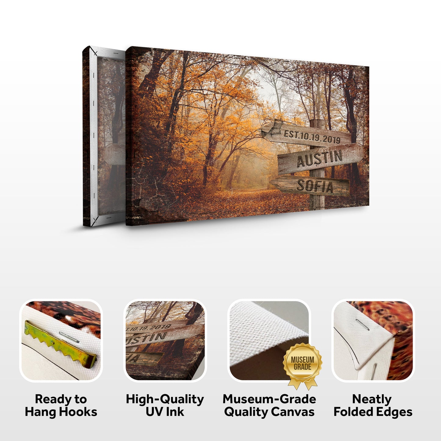 Autumn Road Couple Name Sign