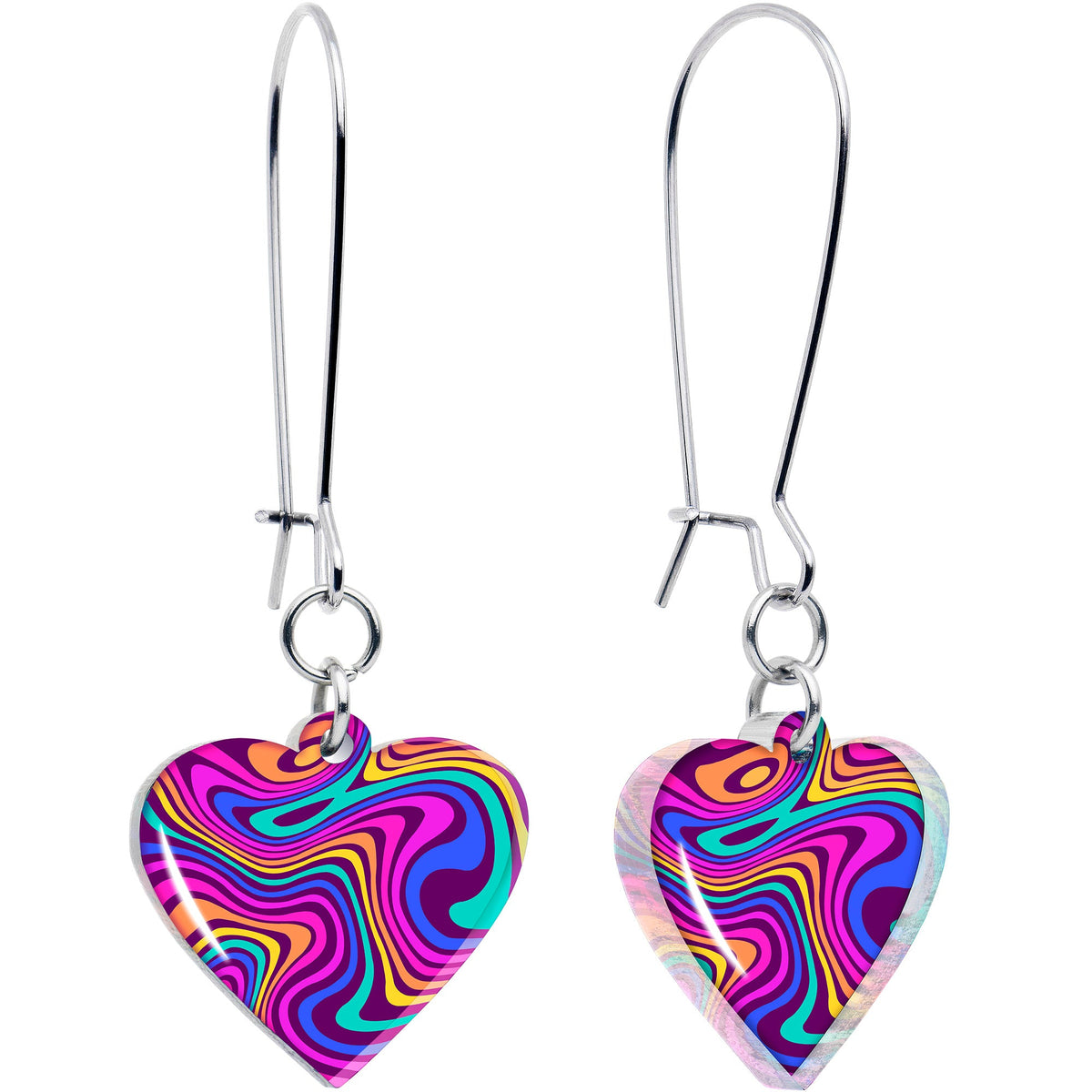 Swirling Heart Dangle Earrings by Onyx O