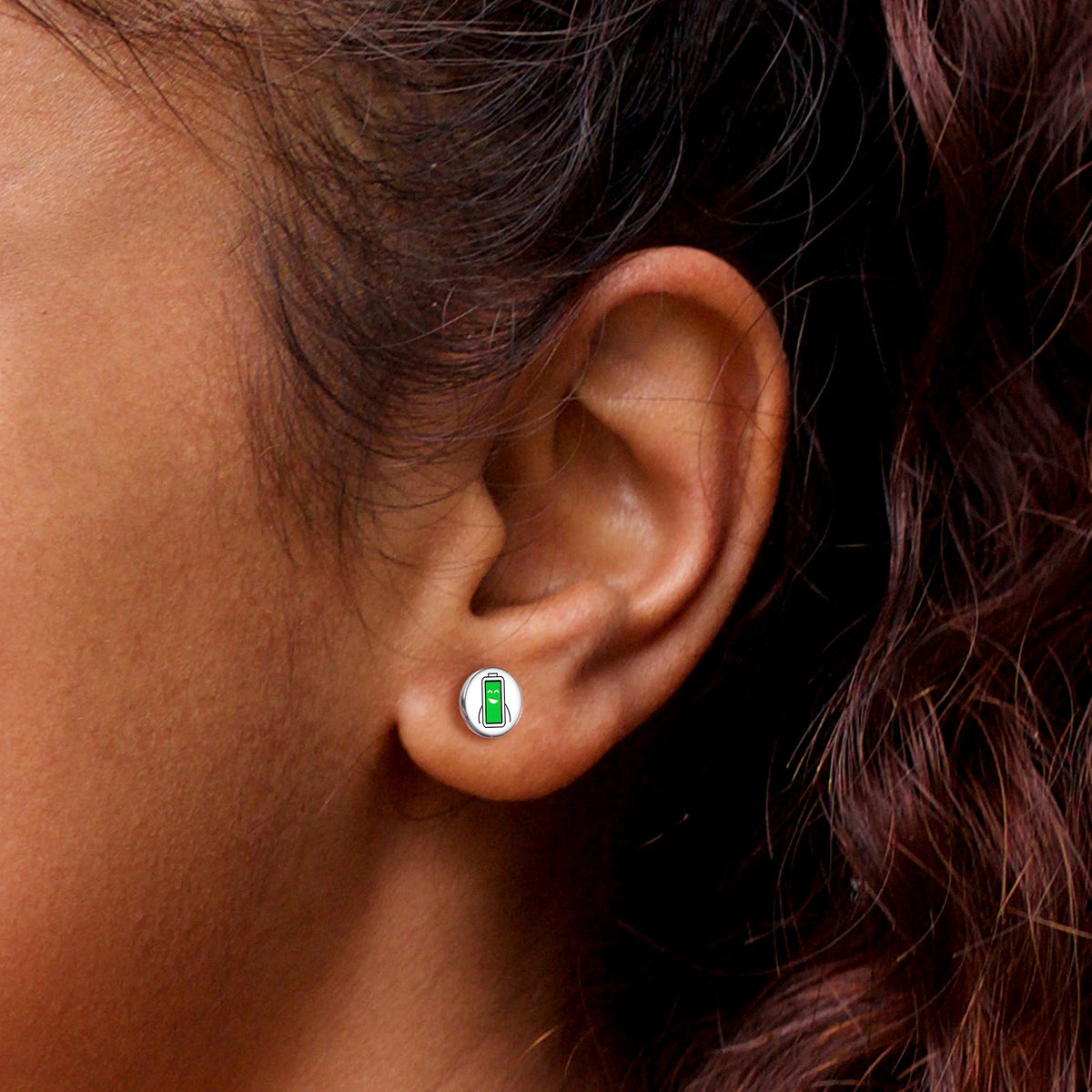 Battery Full Stud Earrings by Onyx O