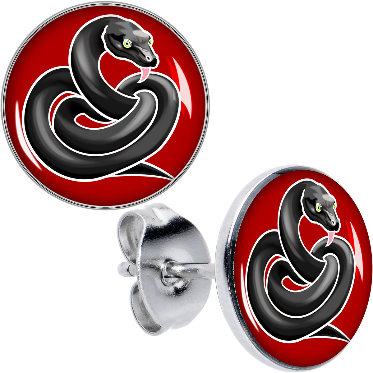 Black Snake Stud Earrings by Onyx O
