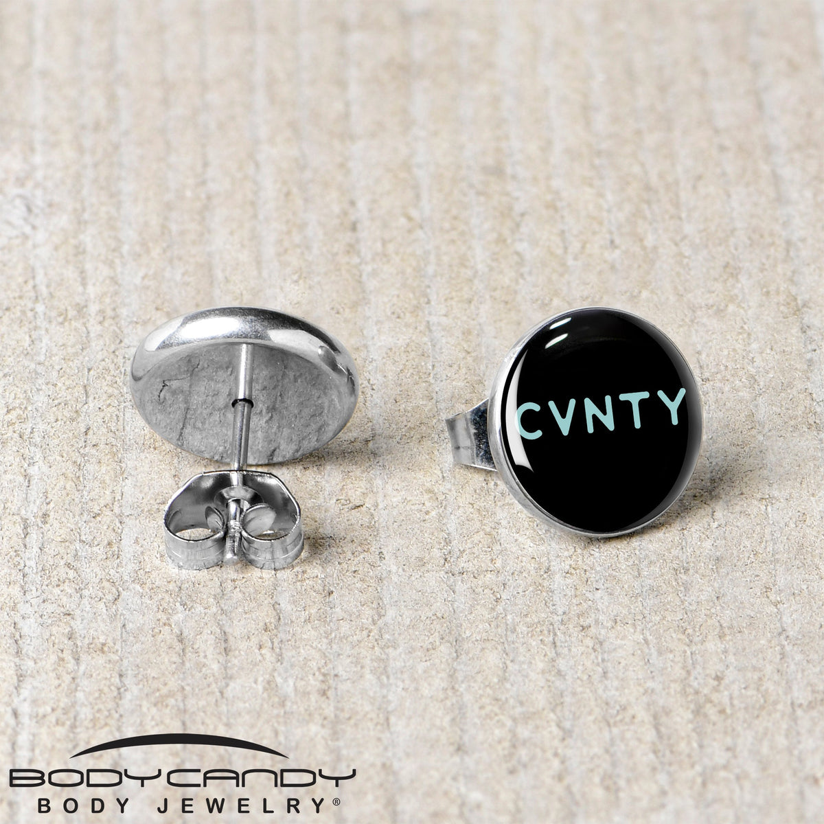 Phrase Logo CVNTY Stud Earrings by Onyx O