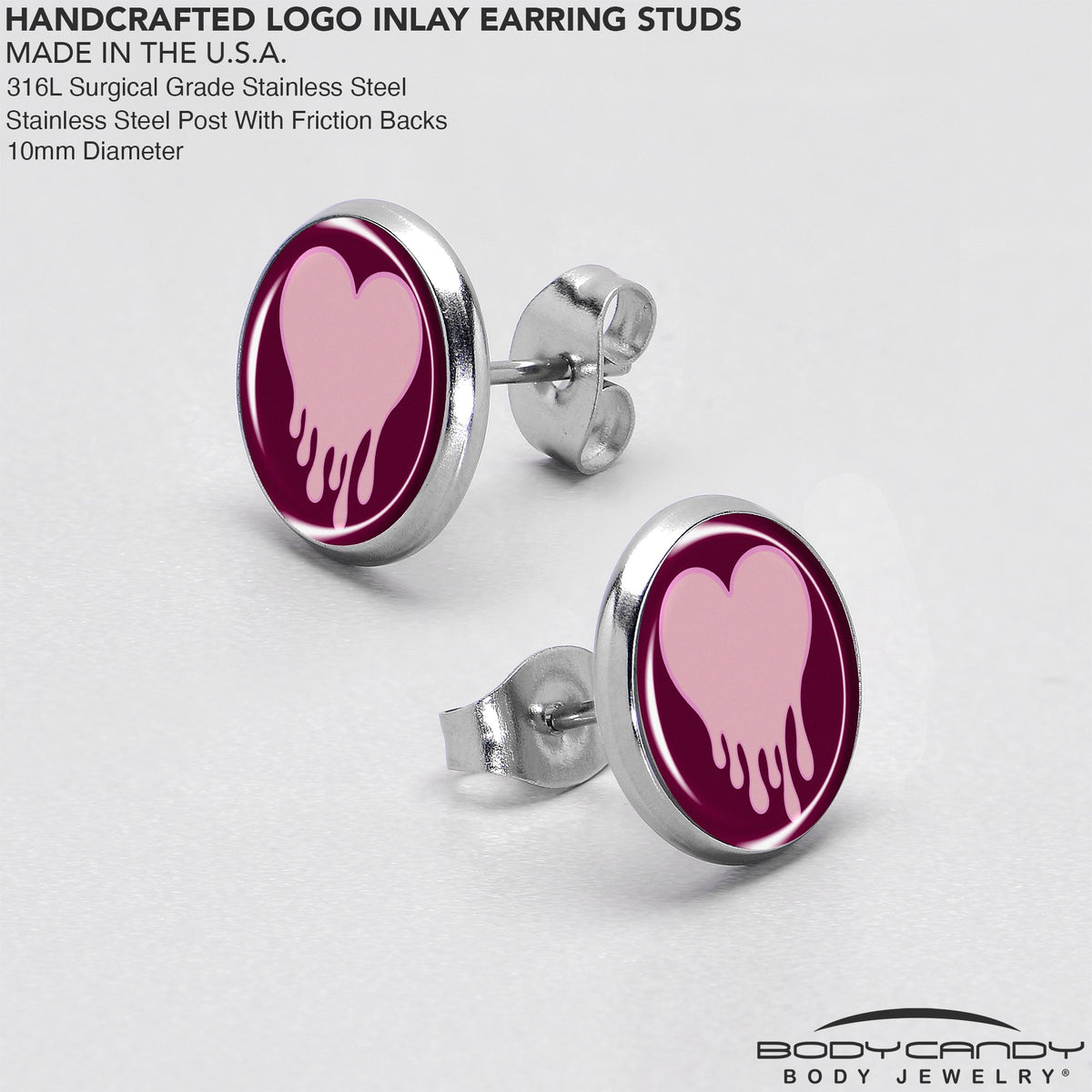 Pinkish Melting Heart Stud Earrings by Onyx O