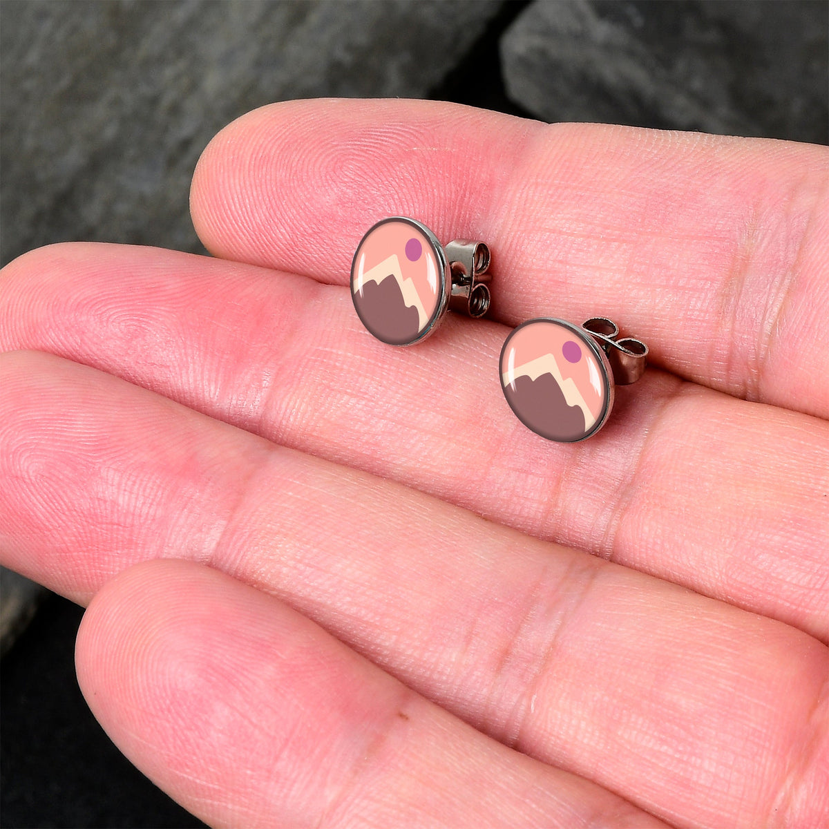 Mountain Sunrise Stud Earrings by Onyx O