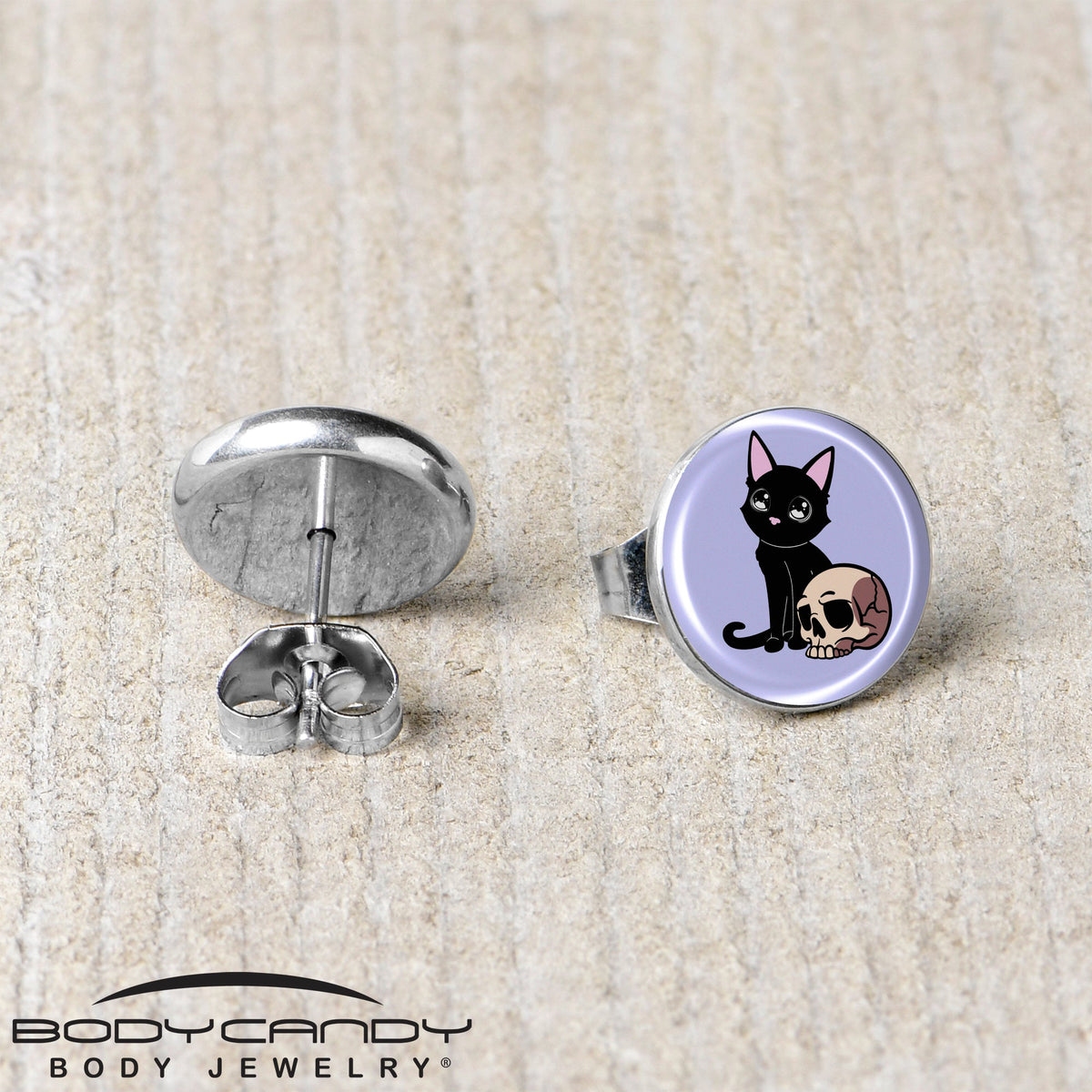 Skull Cat Stud Earrings by Onyx O