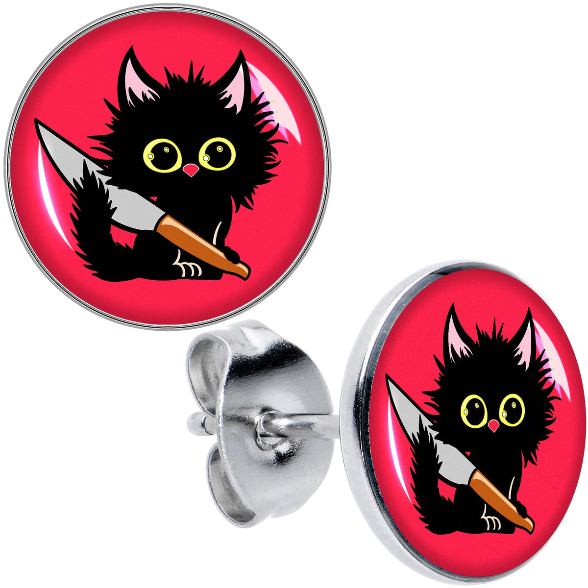 Stabby Cat Stud Earrings by Onyx O