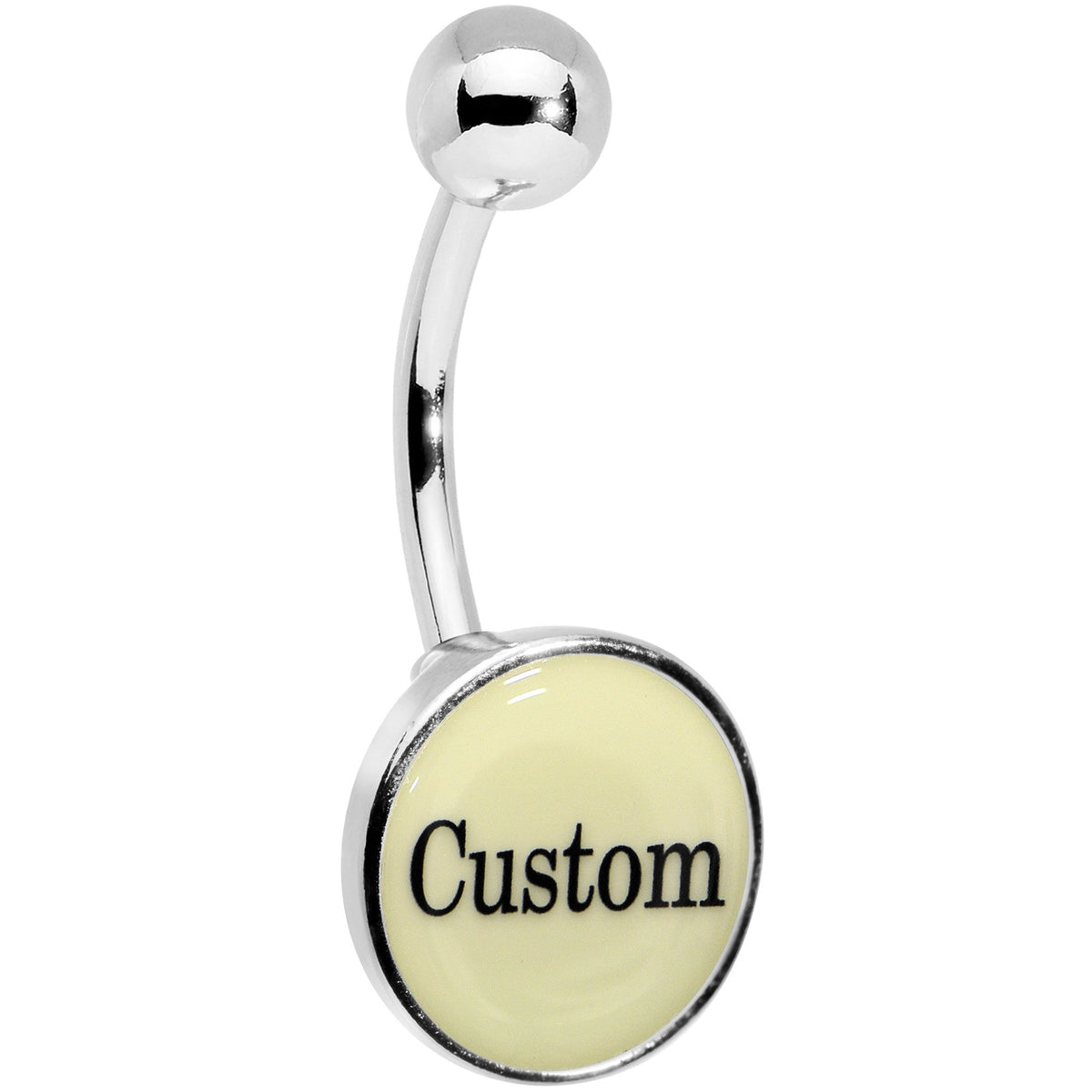 Custom Glow in the Dark Personalized Name Dangle Belly Ring