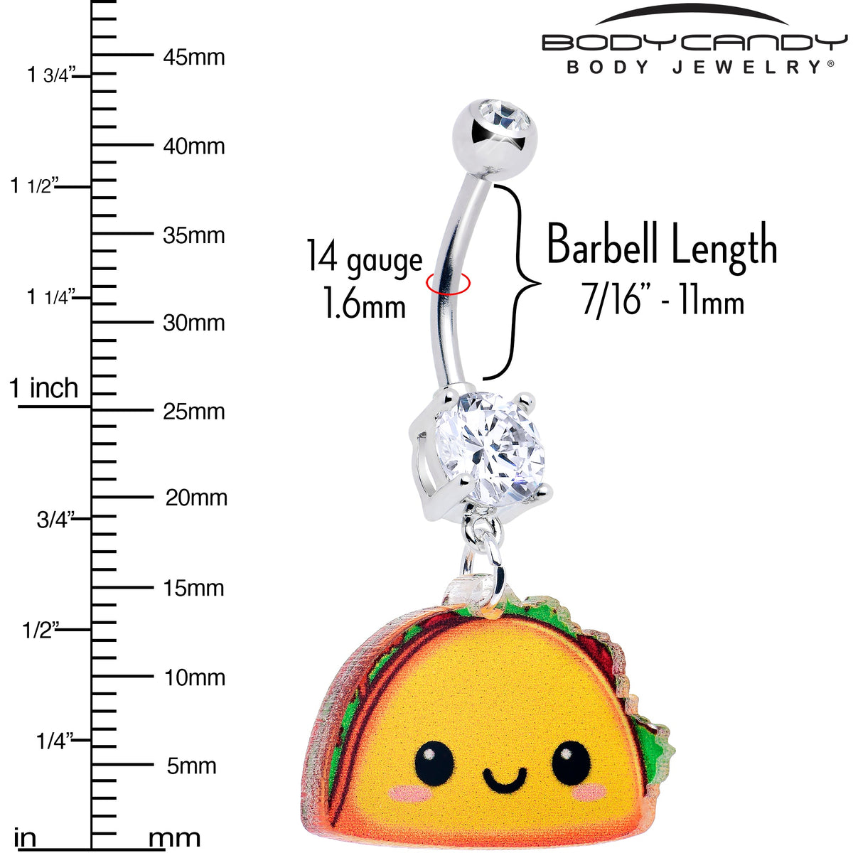 Acrylicious Taco Dangle Belly Ring by Onyx O