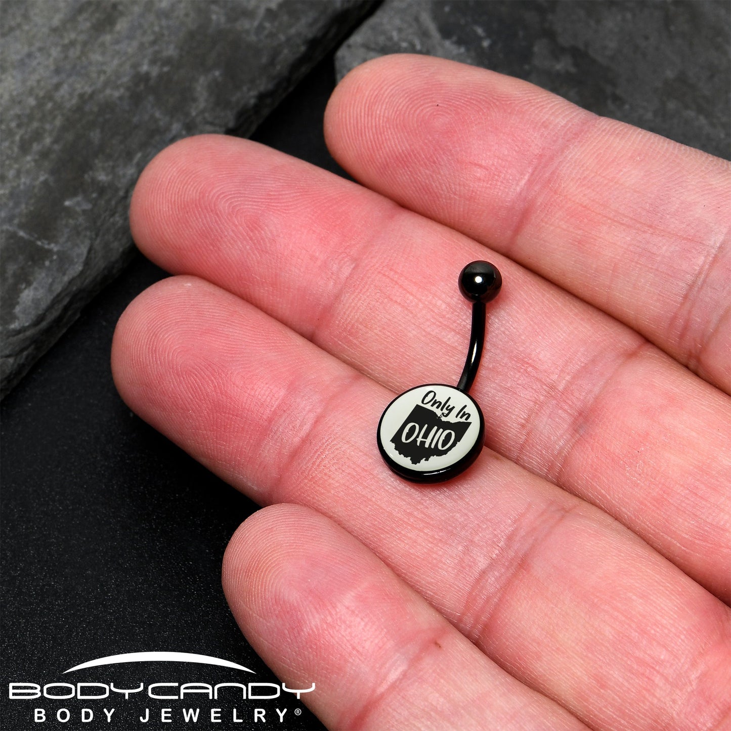 Glow in the Dark Black Only in Ohio Belly Ring by Onyx O