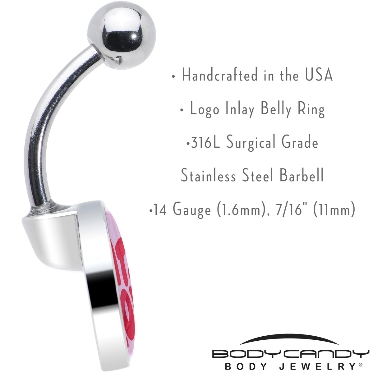 Retro Text Hate You Belly Ring by Onyx O