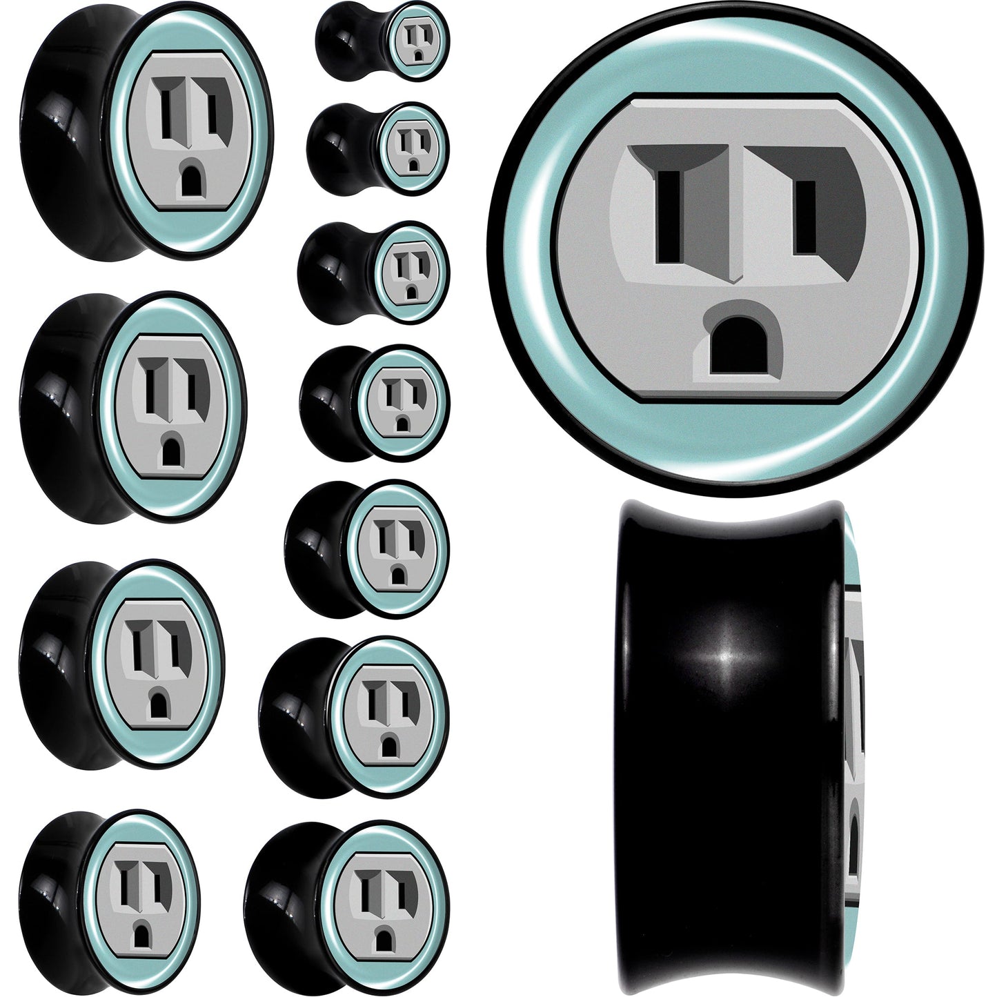 0G Frowning Plug OutletBlack Acrylic Saddle Plug Set by Onyx O