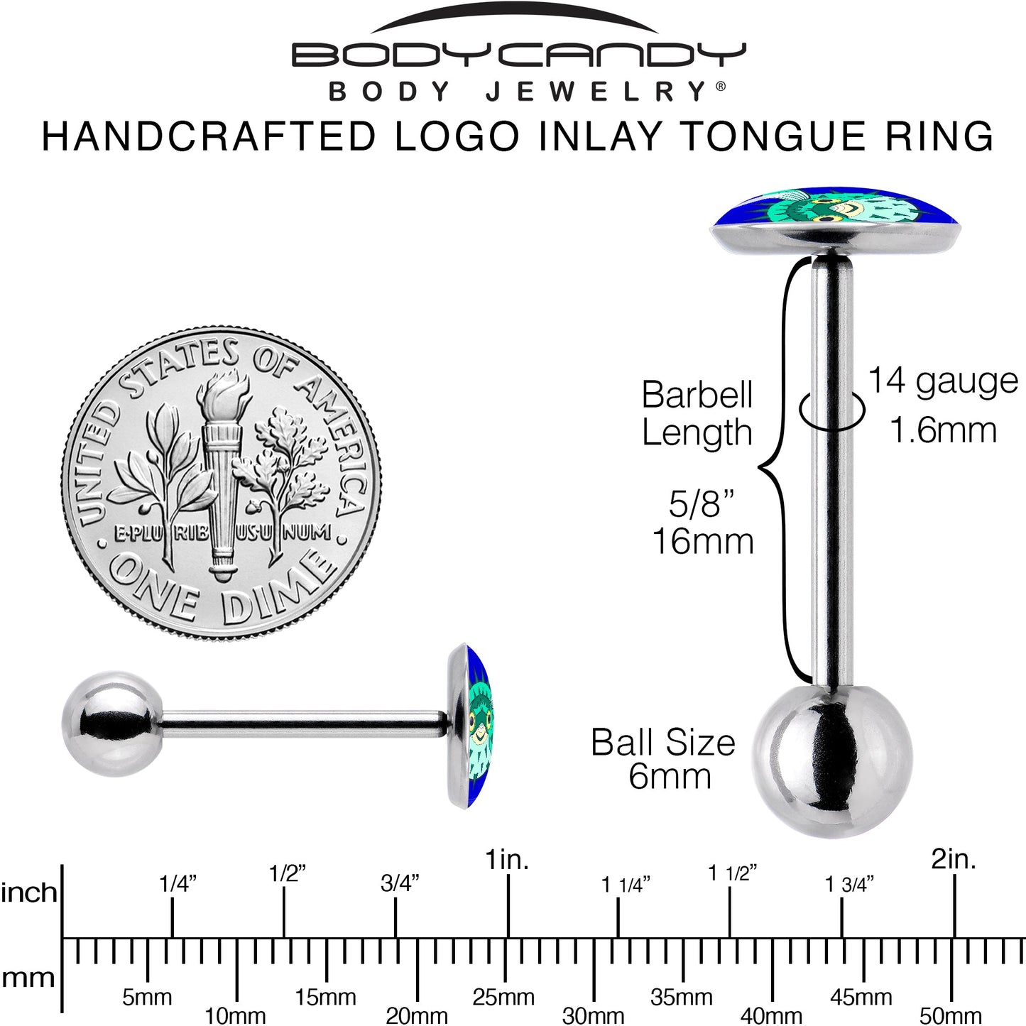 Pufferfish Barbell Tongue Ring by Onyx O