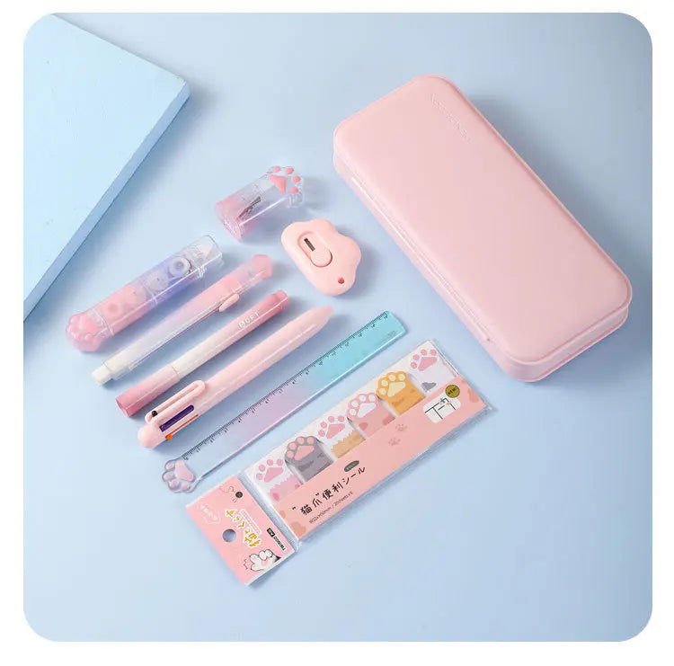 Creative Cute Cat Paw Stationery Set 9 in 1, Office Supplies For School Students
