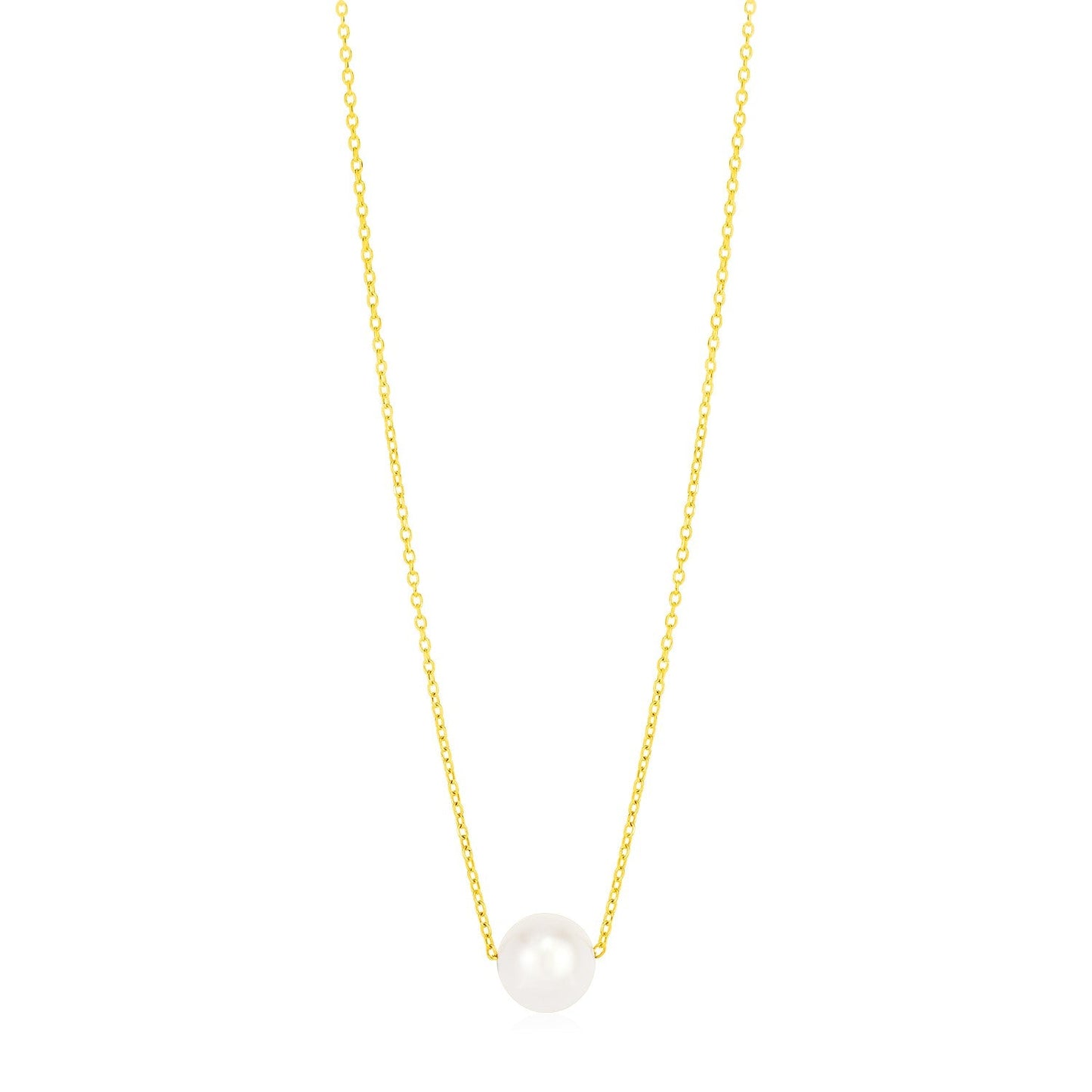 14k Yellow Gold Pearl Solitaire Necklace