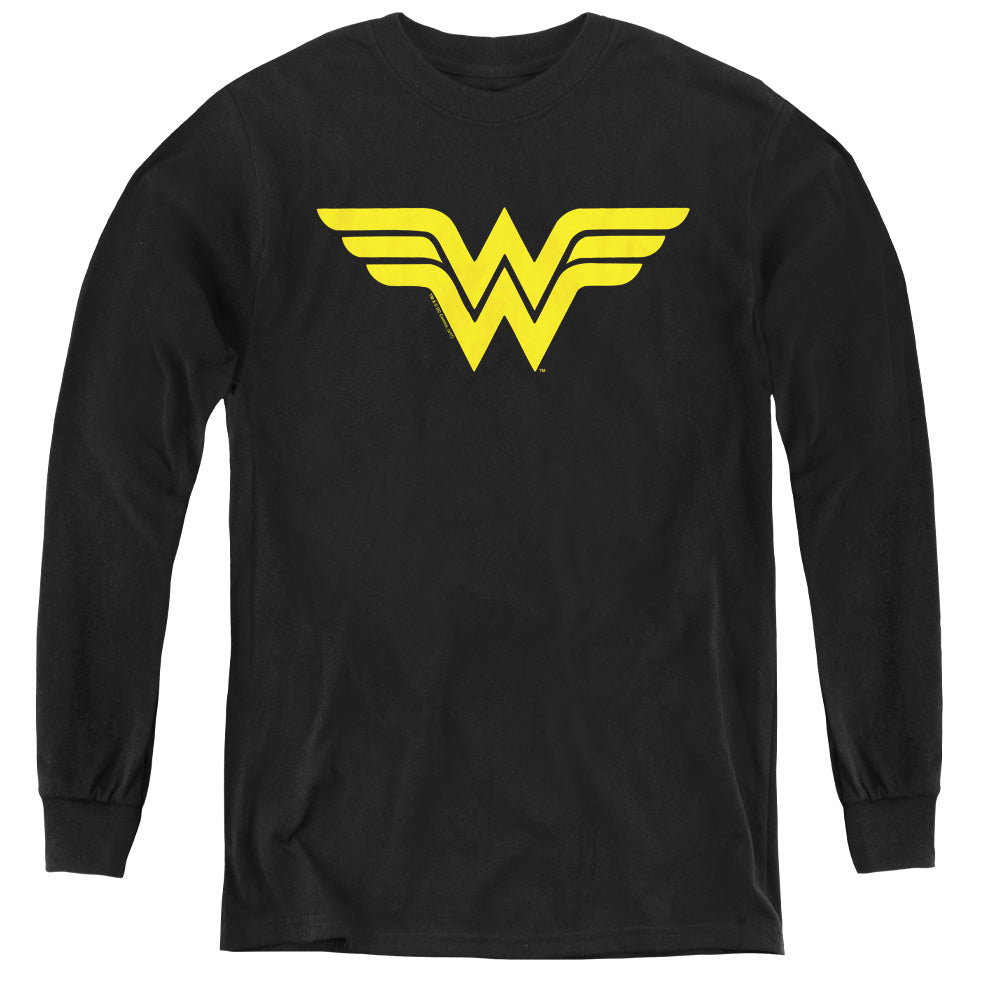 DC Comics Wonder Woman Logo Long Sleeve Kids Youth T Shirt Black Officially Licensed
