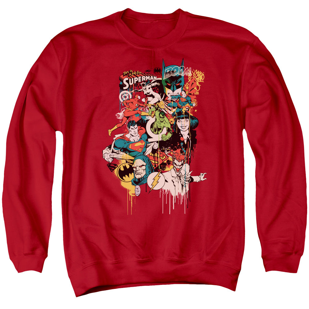 Dc Dripping Characters Mens Crewneck Sweatshirt Red